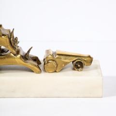  Aharon Bezalel Mid Century Modernist Car Sculpture in Brass on Marble Base by Aharon Bezalel - 3352904