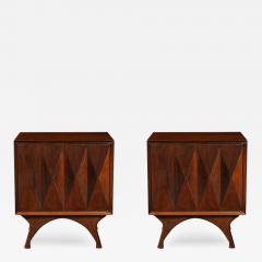  Albert Parvin Co Mid Century Book Matched Walnut Diamond Front Nightstands by Albert Parvin - 3978980