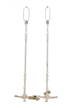  Alberto Deigo Giacometti Pair Of Italian Mid Century White Painted Turned Post Floor Lamps Giacometti - 3170946