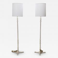  Alberto Deigo Giacometti Pair Of Italian Mid Century White Painted Turned Post Floor Lamps Giacometti - 3179093
