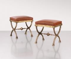  Alberto Diego Giacometti 2 French Modern Neoclassical Bronze Benches Side Tables in Style of Giacometti - 4523426
