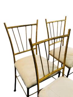  Alberto Diego Giacometti BRUTALIST SUITE OF FOUR GOLD METAL DINING CHAIRS IN THE MANNER OF GIACOMMETTI - 4398506