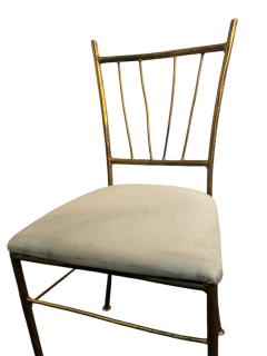  Alberto Diego Giacometti BRUTALIST SUITE OF FOUR GOLD METAL DINING CHAIRS IN THE MANNER OF GIACOMMETTI - 4398512