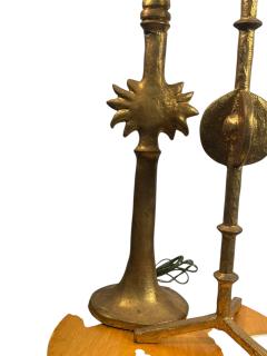  Alberto Diego Giacometti GIACOMETTI GOLD LEAF RESIN SUNBURST ETOILE TABLE LAMPS - 4409923