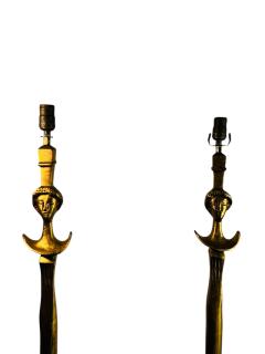  Alberto Diego Giacometti GILT BRONZE PAIR OF TETE DE FEMME FLOOR LAMPS AFTER DIEGO GIACOMETTI - 4398526