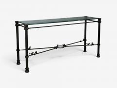  Alberto Diego Giacometti Giacometti Style Console Table Forged Metal Glass USA 1970s - 4808788