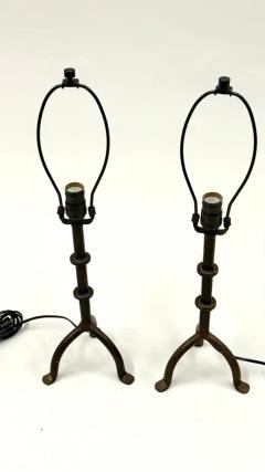  Alberto and Diego Giacometti French Mid Century Wrought Iron Table Lamps in the Style of Giacometti - 4112864