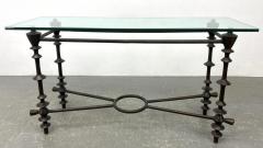  Alberto and Diego Giacometti SCULPTED BRUTALIST BRONZE PATINATED ALUMINUM CONSOLE IN THE STYLE OF GIACOMETTI - 3480848