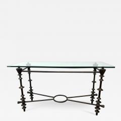  Alberto and Diego Giacometti SCULPTED BRUTALIST BRONZE PATINATED ALUMINUM CONSOLE IN THE STYLE OF GIACOMETTI - 3482392