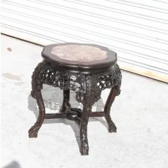  Alco China 1 Antique Chinese Carved Wood Stand With Marble Insert - 3561481