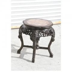  Alco China 1 Antique Chinese Carved Wood Stand With Marble Insert - 3561482