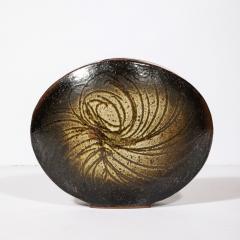  Aleph Hammer Mid Century Modernist Ceramic Striated Burnt Umber Vase by Aleph Hammer - 3554041