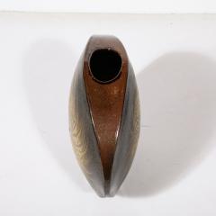  Aleph Hammer Mid Century Modernist Ceramic Striated Burnt Umber Vase by Aleph Hammer - 3554120