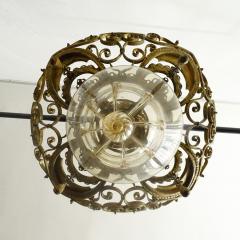  Alessandro Mazzucotelli Alessandro Mazzucotelli wrought Iron and Murano glass ceiling lamp Italy 1920s - 3447921