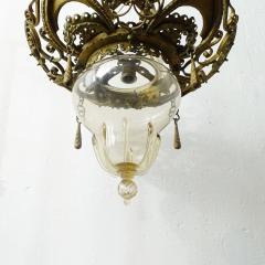  Alessandro Mazzucotelli Alessandro Mazzucotelli wrought Iron and Murano glass ceiling lamp Italy 1920s - 3447923