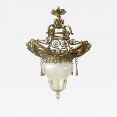  Alessandro Mazzucotelli Alessandro Mazzucotelli wrought Iron and Murano glass ceiling lamp Italy 1920s - 3448632