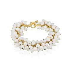  Aletto Brothers ALETTO BROS 18K YELLOW GOLD WHITE AGATE BRACELET - 1743627