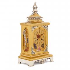  Alex r M Hays Japanese style gilt brass clock set with silvered brass and porcelain mounts - 3672435