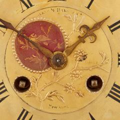  Alex r M Hays Japanese style gilt brass clock set with silvered brass and porcelain mounts - 3672439