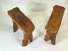  Alexandre Noll Pair French Modern Craftsman Hand Carved Chestnut Benches Attr Alexandre Noll - 4112138