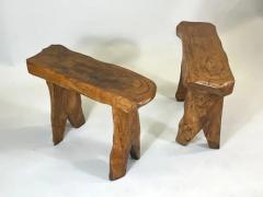  Alexandre Noll Pair French Modern Craftsman Hand Carved Chestnut Benches Attr Alexandre Noll - 4112232