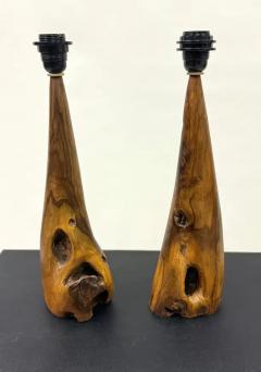  Alexandre Noll Pair of French Organic Modern Craftsman Olive Wood Table Lamps Alexandre Noll - 4149874