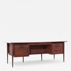  Alma Desk Company Alma Castilian Mid Century Walnut and Leather Executive Desk - 3836119