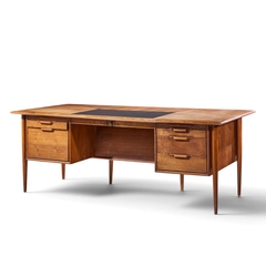  Alma Desk Company Alma Castilian Mid Century Walnut and Leather Executive Desk - 4755484