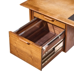  Alma Desk Company Alma Castilian Mid Century Walnut and Leather Executive Desk - 4755490