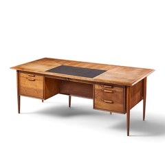 Alma Desk Company Alma Castilian Mid Century Walnut and Leather Executive Desk - 4755493