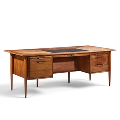 Alma Desk Company Alma Castilian Mid Century Walnut and Leather Executive Desk - 4760195