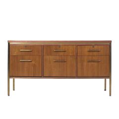  Alma Desk Company Alma Mid Century Brass and Walnut File Credenza - 3960194