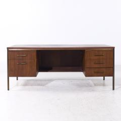  Alma Desk Company Alma Mid Century Walnut and Brass Executive Desk - 4082900