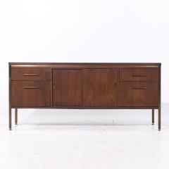  Alma Desk Company Alma Mid Century Walnut and Brass File Credenza - 4082917