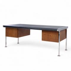  Alma Desk Company Alma Style Mid Century Leather and Chrome Executive Desk - 4304019