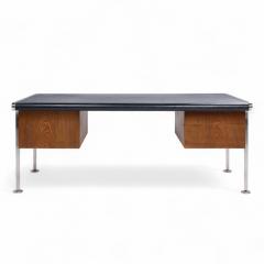  Alma Desk Company Alma Style Mid Century Leather and Chrome Executive Desk - 4304021