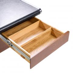  Alma Desk Company Alma Style Mid Century Leather and Chrome Executive Desk - 4304027