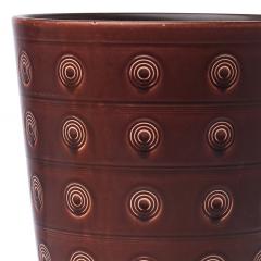  Aluminia Large Footed Vase with Circle Motifs in Deep Brown by Nils Thorsson - 3438325