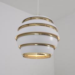  Alvar Aalto Re Edition Alvar Aalto Beehive Pendant Model A331 White Brass Artek Finland 1990s - 4789577