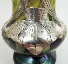  Alvin Antique Austrian Art Nouveau Vase with Alvin Silver Overlay - 4533488