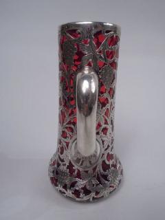  Alvin Corp Alvin American Art Nouveau Red Silver Overlay Claret Jug - 3767320