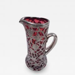  Alvin Corp Alvin American Art Nouveau Red Silver Overlay Claret Jug - 3771680