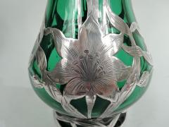  Alvin Johnson Co Tall Antique Art Nouveau Green Silver Overlay Vase by Alvin - 3754157