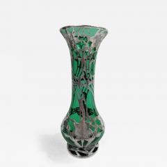  Alvin Johnson Co Tall Antique Art Nouveau Green Silver Overlay Vase by Alvin - 3756425