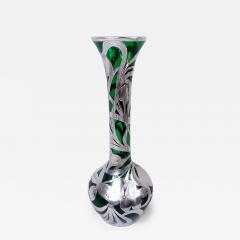  Alvin Tall Alvin Art Nouveau Green Silver Overlay 14 Inch Vase - 4546180