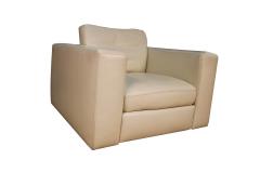  American Leather Inc Mid Century White Leather Swivel Armchair For Design Within Reach - 2993115