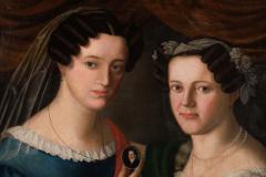  American School C 1825 An Exceptional Quality Portrait of Two Sisters  - 2593944