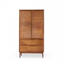  American of Martinsville American of Martinsville Mid Century Walnut and Cane Armoire Dresser - 4486058