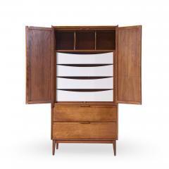  American of Martinsville American of Martinsville Mid Century Walnut and Cane Armoire Dresser - 4486062
