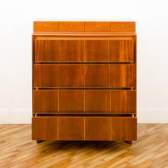  American of Martinsville American of Martinsville walnut Mid Century Modern high chest with brass inlay - 2033429